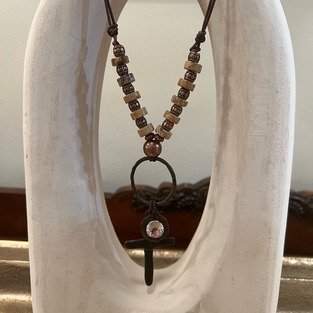 Beaded Cross Pendant Necklace